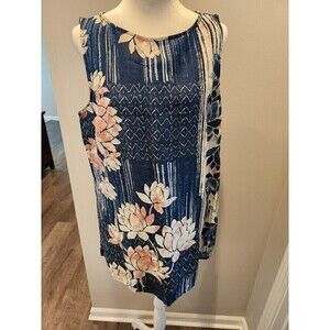 j. jill pure jill  linen medium tunic top m floral Sleeveless multicolor